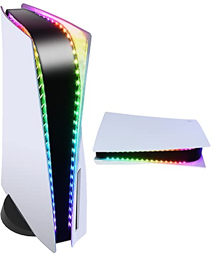 MENEEA RGB-Lichtstreifen für PS5 - PS5 Slim - PS5 Pro, USB LED-Lichtstreifen für PlaySation 5 & PS5 Slim Konsole mit IR-Fernbedienung, DIY Lampenstreifen Dekoration Zubehör Kit, einstellbare 7-Farben