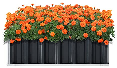 [en.casa] Jardinière Surélevée Grande Taille Bac à Fleurs Carré Potager Haute Parterre de Jardin Bac de Plantation pour Extérieur Résistant aux Intempéries Acier Galvanisé 90 x 90 x 30 cm Anthracite