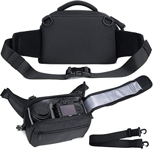 Cwatcun Waist Camera Bag Fanny Pack DSLR SLR Bag Water Resistant Pack for Camera Carrying Case for Photographer Hiking Shooting Traveling Men Women