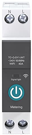 Yoiimiya 40A Tuya Single Phase Din Rail WiFi Smart Energy Meter Timer Consumption Monitor KWh Wattmeter,Black with Metering