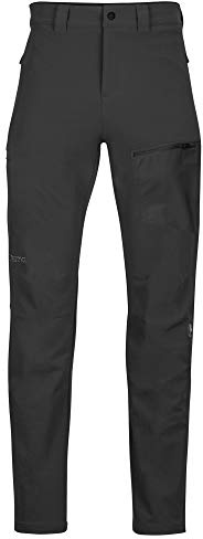 Marmot Scree Pant, Pantalón softshell de trekking, pantalón para exterior, pantalón impermeable para senderismo, Hombre, Black, 28