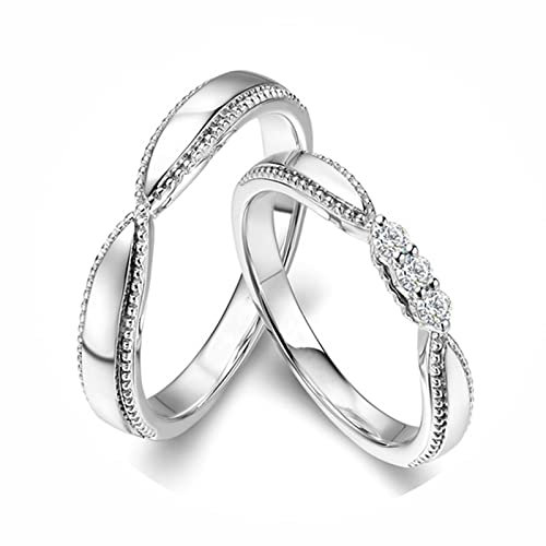 AMDXD Echter Schmuck Ringe Diamant 0.09ct, 2 Stücke Solitärring PT950 Platin Kreuz Design Diamantring Verlobungsring Trauringe, Damen 54 & Herren 65
