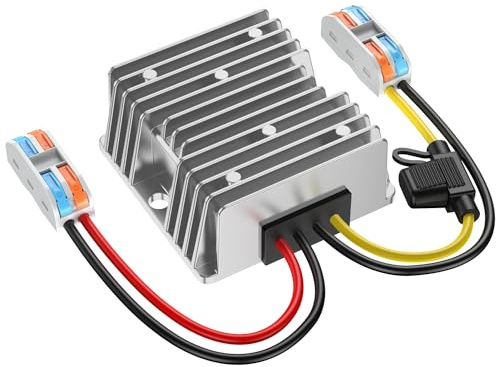 Wandler 24V auf 12V, Spannungswandler 24 auf 12 Volt 30A 360W mit Sicherung Wasserdicht und Schnellverbinder Kabelverbinder, 24V auf 12V Spannungswandler für Golfwagen Light Truck. DC15-40V Eingang