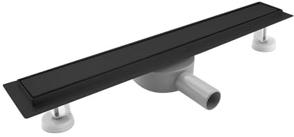 SaniteModar Canalina Scarico Doccia Nero 50cm, Canaletta Doccia con 360° Sifone e Filtro, Pannelli 2 in 1