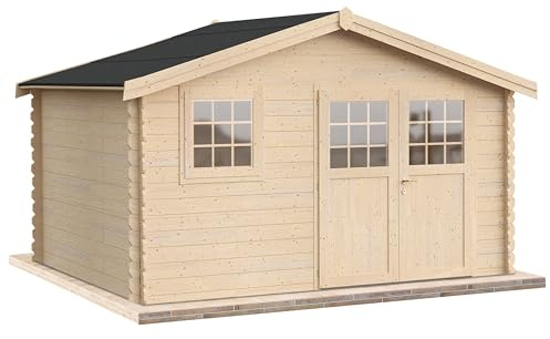 Casetta da giardino in legno per esterno 20 mq 400x500 pareti spessore 35mm MADE IN ITALY mod. RAVEL casetta in legno, rimessa attrezzi, deposito, box per esterni (Con Pavimento e Grondaia)