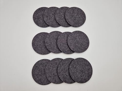 Generisch Filz Untersetzer rund für Gläser, Filzuntersetzer 12 Stück (12er Set), Ø 9,5 cm in anthrazit, 5 mm dick, Glasuntersetzer, Getränkeuntersetzer aus Wolle – Made in Germany, 007921