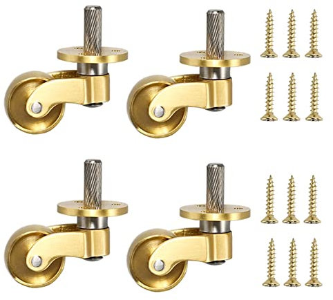Messingrollen, Lenkrollen, gummiert 4 Stück antike Vintage polierte Möbelrollen Messingrollen, Lenkrollen aus massivem Messing mit 25mm Rädern, Transportrollen, 360° Universalrollen, for Sessel, Tisch