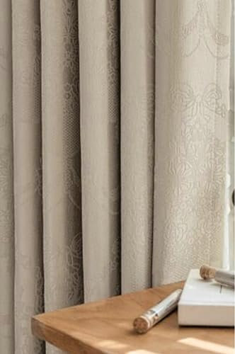 Ayoiow Fenstervorhänge Blickdicht, Vorhänge Verdunkelung Mit Ösen, Chenille Vorhang Schlafzimmer 2Er Set, Hellbraun, 132X274CM