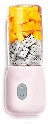 CRBUDY Spremiagrumi 400 ml Frullatore per succhi Domestico Acciaio Inossidabile Coltello a 6 Foglie Gaopeng Portatile Corpo in Vetro siliconico Estrattore di spremiagrumi Ricaricabile Ros