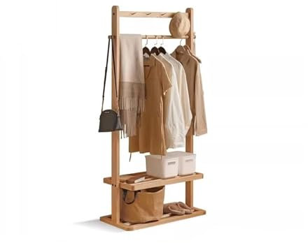 LCEVCQCQ Garderobenständer, Aufbewahrungsgarderobe, Schlafzimmer, Standgarderobe aus Holz, modernes Wohnzimmer, Eingangsbereich, Garderobe, Standgarderobe
