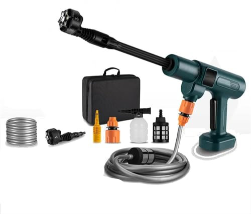 XINGLIREN Nettoyeur Haute Pression sans Fil, 3500 W 200 Bars, Nettoyeur Haute Pression Électrique sans Balais 6 en 1, Pistolet À Eau De Lavage De Voiture,One Battery