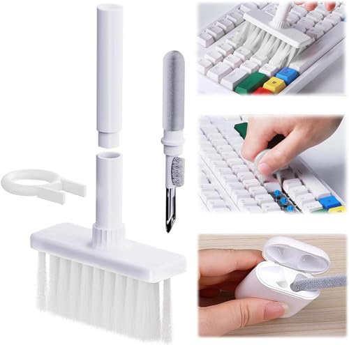 PeakTrend Kit de cepillo de limpieza de teclado 5 en 1, limpiador multifuncional de auriculares con extractor de teclas, herramientas de limpieza para teclado mecánico, computadora portátil y