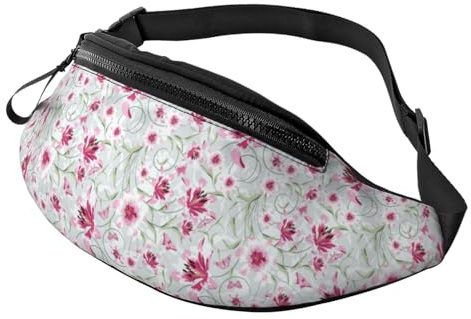 Sac banane à bandoulière pour homme et femme – Motif fleurs de lys violet et rouge