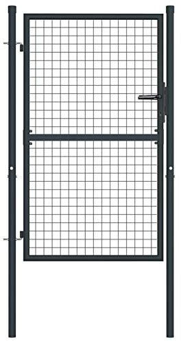 Homgoday Gartentor aus verzinktem Stahl, 100 x 175 cm, Grau, Einrichtung für Gartentor, Zauntor für den Außenbereich, Zauntür für den Außenbereich, Barriere für Cortilev
