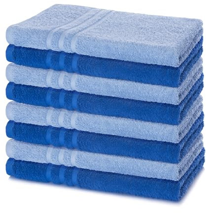 Lavea 8er Handtücher Set 50x100cm, Frottierserie Elena, Handtuch aus 100% Baumwolle ÖKO-TEX Zertifiziert, 60° waschbar, trocknergeeignet, schnelltrocknend und saugstark, angenehmes Hautgefühl