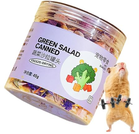 Dtaigou Snack per criceti, giocattoli da masticare per gerbilli,Snack a forma di coniglio naturali portatili da 45 g | Articoli da masticare per criceti liofilizzati, 10 tipi di giocattoli per