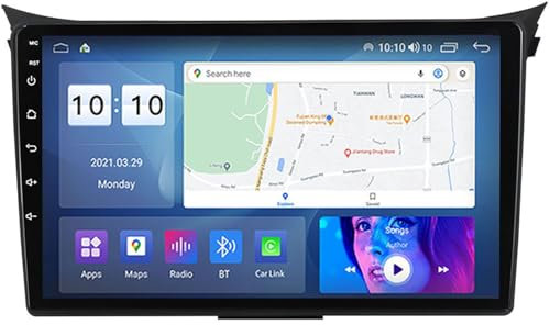 Generico Schermo Carplay Android Auto, 9'' Touchscreen Android 12.0 Autoradio Radio per Hy-Undai I30 2011-2017 Navigazione GPS Satellitare 2 DIN unità Principale Lettore Multimediale Ricevitore FM BT