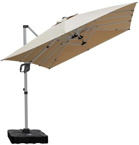 RANSENERS Ampelschirm Doppelsonnenschirm Rechteckig 400x240cm, Sonnenschirm mit 360° Drehbar und Neigbar 0°-90°, UV50+ Schützen Sie sich vor Sonnenstrahlen im Garten