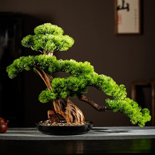 SHENJIA Künstliche Bonsai Baum 47cm Realistische Fake Tannenbaum Pflanze Dekoration, Topfpflanzen Künstliche Zimmerpflanzen, Zen Garten Desktop Display Decor