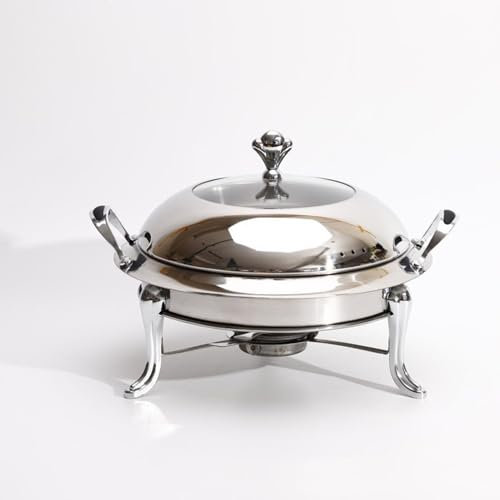 Buffet di Chafing Dish, Set di Buffet di Chafing Dish Rotondi, scaldavivande e scaldavivande in Acciaio Inossidabile, Vassoio riscaldante per Feste, cene e Catering per Feste, Eventi, matrim