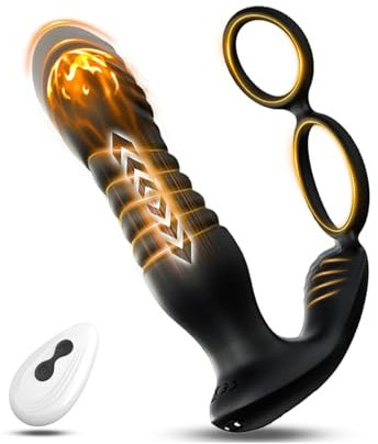 Estimulador de prostata Vibrador Anal Plug con Anillo Pene, Juguetes Sexuales Hombre Consoladores.. Para con mujer Vibración,Juguetes Eróticos Para Hombre Sexuales 10 Modos Telescópicos & Vibración