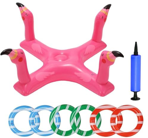 Gonfiabili per Bambini da Esterno,Giocattolo Gioco da Lancio per Piscina Bambini Adulti,Giocattoli Gonfiabili dei Giochi di Lancio Dell'anello della Piscina,con 6 Anelli e una Pompa Manuale Tokaneit