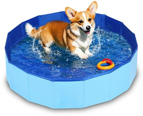 Faltbarer Hundepool,Hundepool Klein,60x20cm Hunde Planschbecken,Planschbecken für Haustiere,Swimmingpool Hundebadewanne Faltbarer für Hunde und Katzen