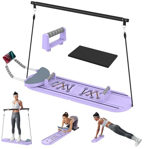 Pilates Board, 6 in 1 Pilates-Reformer mit LED-Timer und Pilates-Stick, automatischer Rückprall, Bauchmuskeltrainer und Ganzkörpertraining für das Fitnessstudio zu Hause