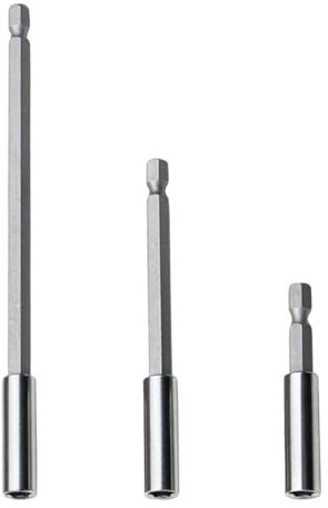 KinetiCore 3 Pack Magnetic Drill Bit Holder Extension Set, 1/4 Inch Hex Shank Carbon Steel Screwdriver Bit Extender Bar, 6cm 10cm 15cm Length for Electric Drill Impact Driver Hand Tools