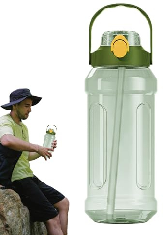 Borraccia da palestra – Bicchiere per escursionismo | Bottiglia d'acqua trasparente a prova di perdite con doppio beccuccio con scala per scuola, sport, escursionismo, palestra, viaggi