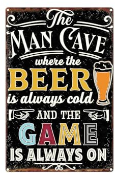Tivleed Bar Sign, Man Cave Sign, Man Cave Accessories for Home Bar Pub Garage, Vintage Metal Wall Art Plaque, Retro Rustic Decor, 15.5x30.7cm (6x12 Inches)
