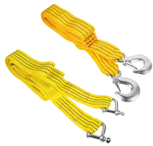 INOOMP Cuerda de Remolque para Coche de Nailon, 2 Correas para Tracción, Reduce Vibración, Buena Resistencia