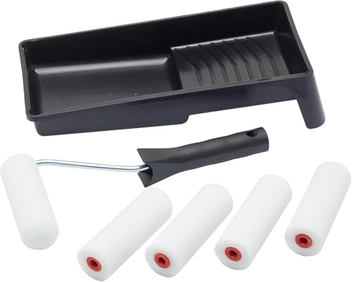 Fit for The Job 7-Piece Foam Mini Paint Roller Set – Includes 5 Foam Rollers, Frame & Tray – Ideal for Gloss, Satin, Wood, Metal, Skirting & Doors