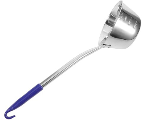 FUNNETOYU cuchara de agua de acero inoxidable de cocina achicador de mango largo cucharón de mango largo cucharón de acero inoxidable palas de ducha Blue