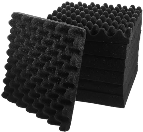 Selbstklebende Schwarz Cm, 12 Akustikpaneele Stück 30x30x5 | Schallabsorption und Dämmung, Eierkarton Design, Hohe Dichte, für Renovierungsprojekte an Decken und Böden