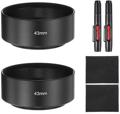 PATIKIL 2 Pezzi Paraluce 43mm Montatura Standard A Vite In Metallo Nero | Con Panno E Penna Per Pulizia