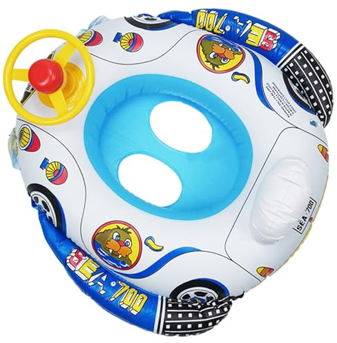 Bemonew Police Car Inflatable Baby Pool Float Steering Wheel Floaties for Kids 0-3 Years