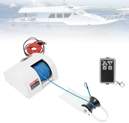 RSPPPJQ Verricello Elettrico for Ancora, 45LBS 12V Kit verricello for Ancora for Barche in Acqua salata con Telecomando Wireless for l'ancoraggio e la Caduta di Barche da Pesca, Navi