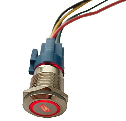 Mintice 19mm Rouge LED 12V Interrupteur à Bascule Bouton Poussoir Voiture Métal Interrupteur Momentané Lumière Intérieure Engine Start Prise de Courant