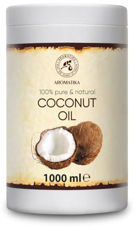 Kokosöl 1000ml - Cocos Nucifera - Indonesien - Kaltgepresst - Reines Kokosnussöl - Unraffiniert - Intensive Pflege für Gesicht - Körper - Haare - Haut - Körperpflege Öl