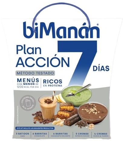 BiManán beSLIM - Plan de Acción 7 Días que Incluye Batidos, Barritas, Cremas y Coctelera de Regalo - 951g