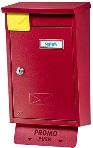 cassetta postale Gaia 400x215 con segnalatore presenza posta e porta pubblicità versione STD-FLAG SMALL ROSSO GRINZ