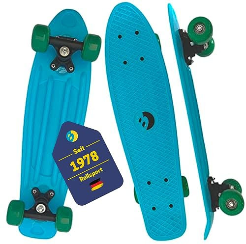 Best Sporting PP-Retro Skateboard für Kinder - Mini-Board in blau - hochwertiges Cruiser Board mit ABEC 5 Kugellager - Vintage-Look