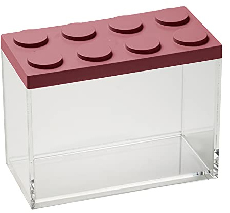 OMADA Design Contenitore mattoncino per alimenti rettangolare da 2L con coperchio impilabile e recipiente trasparente di alta qualità - Linea Brickstore