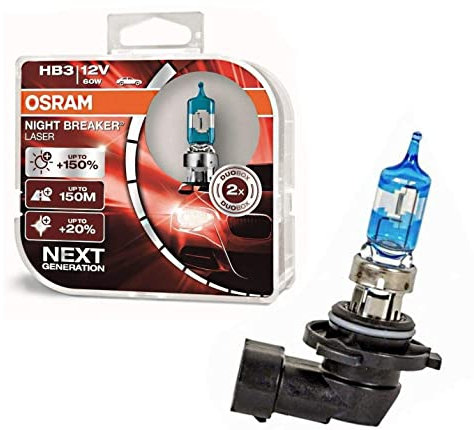 JURMANN 2x Osra.m HB3 60W 12V P20d Night Breaker Laser +150% Next Generation 9005NL-HCB hell Weiß Ersatz Scheinwerfer Halogen Auto Lampe - E-geprüft