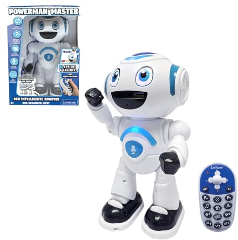 Lexibook - Powerman Master Interaktiver Spielzeugroboter, der im Kopf liest Spielzeug für Kinder Tanzen Spielt Musik Tier Quiz STEM Programmierbare Fernbedienung Roboter Junior - ROB25DE