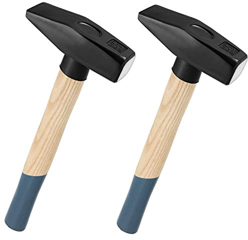 BOKMAAI 2 PCS 2 lbs(32oz) Blacksmith Hammer, Carbon Steel Cross Pein Hammer with Wood Handle