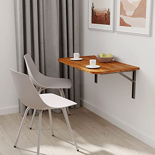 AKKE Klapptisch Wandklapptisch Esstisch - Klappbar Faltbar Platzsparend - Abgerundete Ecken - 90x50 cm - Burgund
