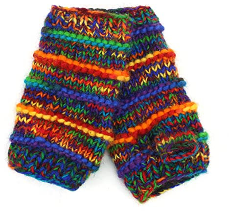 LoudElephant Handgestrickter Armwärmer Armstulpen aus Wolle, SD Rainbow Rib, Einheitsgröße