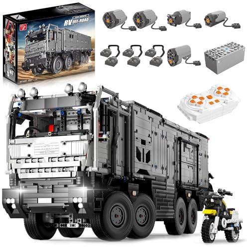 FigureArt Technik LKW Wohnmobil Offroad Bauset, 6068 Teile Groß Technik Klemmbausteine mit Fernbedienung und 5 Motors, Sammlermodell als Geschenk für Erwachsene, TGL T4009(Originalverpackung)